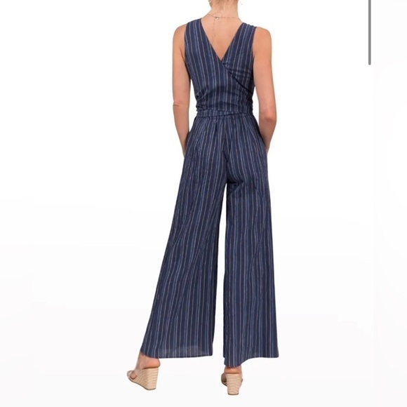 Everyday Ritual Tori Blue Tie Front Wide Leg Jumpsuit S - Picture 1 of 11
